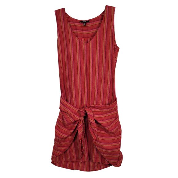 Drew Size S Dress Desert Stripe Sarong Skirt Linen Rayon Sleeveless Pullover Red - Picture 2 of 16